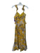 Lucy Paris Size M Yellow Black & White Polyester Floral Spaghetti Strap Dress Yellow Black & White / M