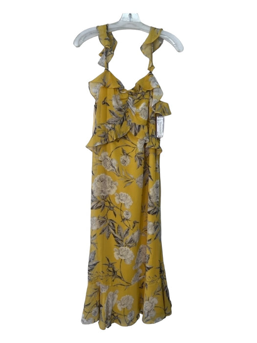 Lucy Paris Size M Yellow Black & White Polyester Floral Spaghetti Strap Dress Yellow Black & White / M