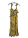 Lucy Paris Size M Yellow Black & White Polyester Floral Spaghetti Strap Dress Yellow Black & White / M