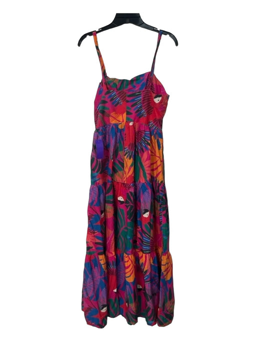 Farm Rio Size M Pink & Multi Cotton Floral Sleeveless Midi Bird Detail Dress Pink & Multi / M