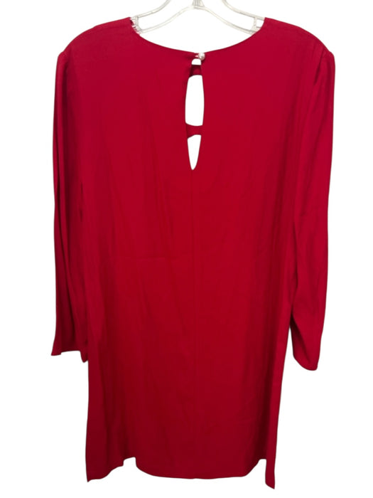 Reformation Size M Red Viscose Cut Out Faux Pearl Accent Long Sleeve Dress Red / M