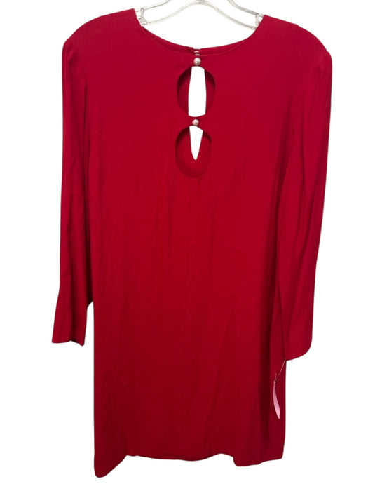 Reformation Size M Red Viscose Cut Out Faux Pearl Accent Long Sleeve Dress Red / M
