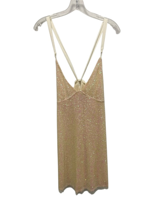 Intimately Free People Size L White & Iridescent Polyester Sleeveless Mini Dress White & Iridescent / L