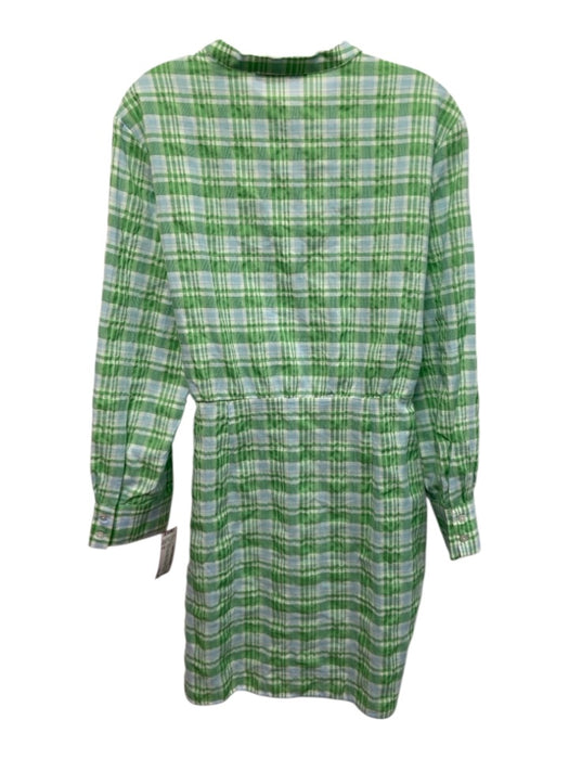 MNG Size 8 Green, Blue, White Cotton Blend Long Sleeve Plaid Button Up Dress Green, Blue, White / 8