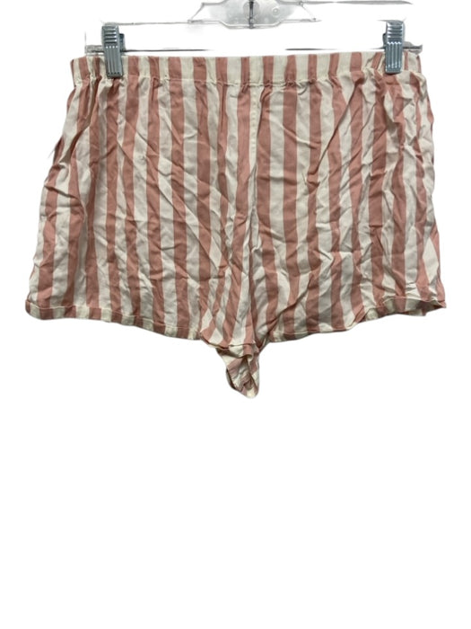 Reformation Size M Pink & White Tencel Elastic Waist Striped Button Up Short Set Pink & White / M
