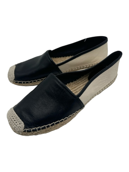 Vince Camuto Shoe Size 36 Black & Ivory Leather Espadrille Flats Black & Ivory / 36