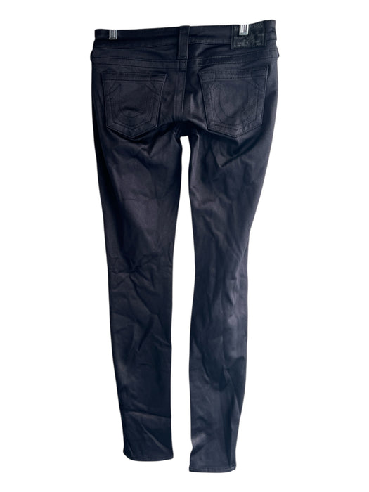 True Religion Size 25 Black Nylon Blend Low Rise 5 Pocket Zip Fly Skinny Jeans Black / 25