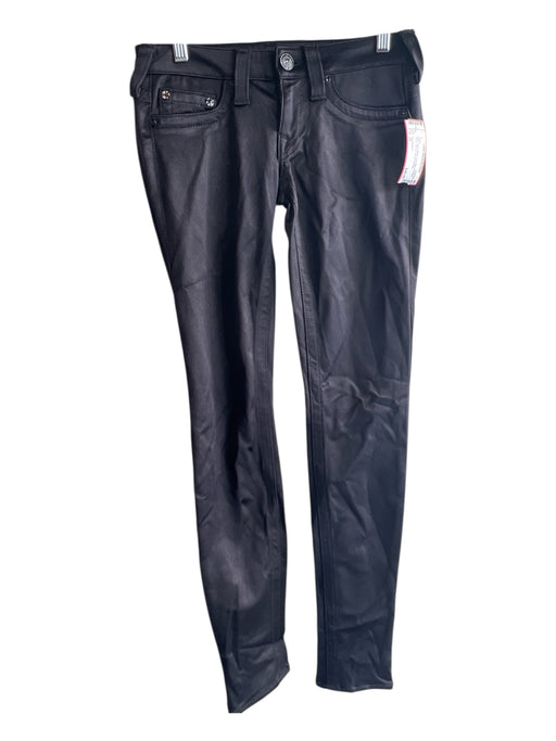 True Religion Size 25 Black Nylon Blend Low Rise 5 Pocket Zip Fly Skinny Jeans Black / 25