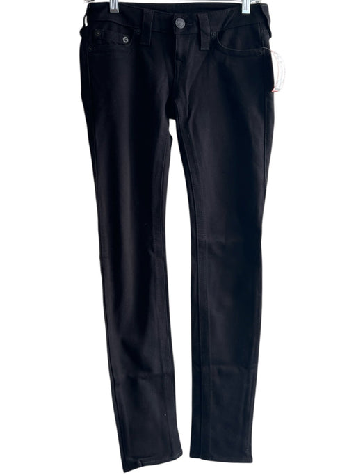 True Religion Size 25 Black Rayon Blend Low Rise 5 Pocket Zip Fly Skinny Jeans Black / 25