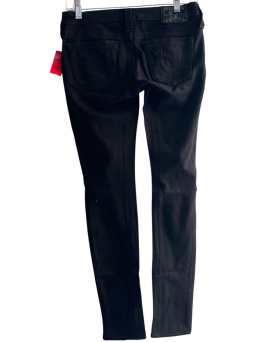 True Religion Size 25 Black Rayon Blend Low Rise 5 Pocket Zip Fly Skinny Jeans Black / 25