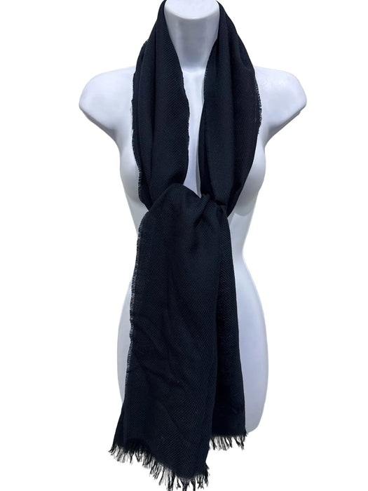 Valentino Blue Wool Fringe Detail scarf