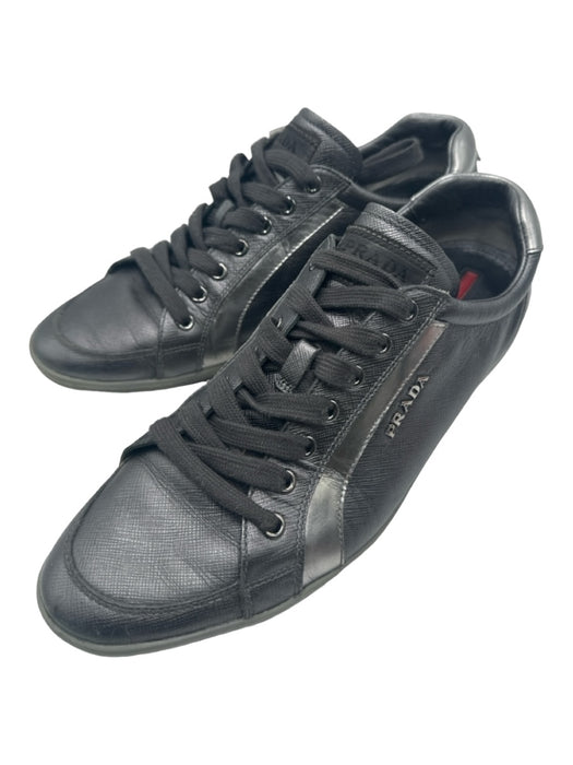 Prada Sport Shoe Size 40 Silver & Gray Saffiano Leather Laces Low Top Sneakers Silver & Gray / 40