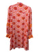 Emily McCarthy Size L Pink, Orange & White Polyester Floral Long Sleeve Dress Pink, Orange & White / L