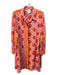 Emily McCarthy Size L Pink, Orange & White Polyester Floral Long Sleeve Dress Pink, Orange & White / L