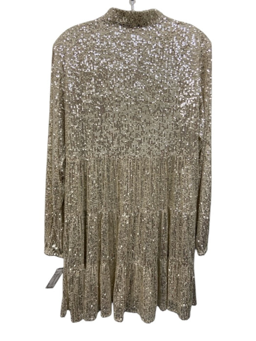 Sail To Sable Size M Cream White Polyester Blend Fully Sequined V Neck Dress Cream White / M