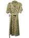 Olivia by Livro Size M Cream White & Green Cotton Linen Floral Grid Dress Cream White & Green / M