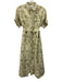 Olivia by Livro Size M Cream White & Green Cotton Linen Floral Grid Dress Cream White & Green / M