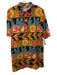 Oliphant Size L Black & Multi Cotton Abstract Print 1/2 Sleeve 1/2 Button Dress Black & Multi / L