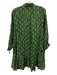 Livro Size L Green & Cream Cotton Abstract Floral Long Sleeve 1/2 Button Dress Green & Cream / L