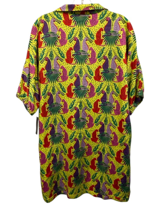 Emily McCarthy Size M Yellow & Multi Cotton Blend Flora & Fauna Big Cats Dress Yellow & Multi / M