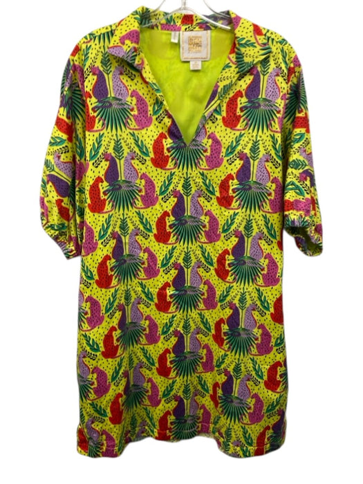 Emily McCarthy Size M Yellow & Multi Cotton Blend Flora & Fauna Big Cats Dress Yellow & Multi / M