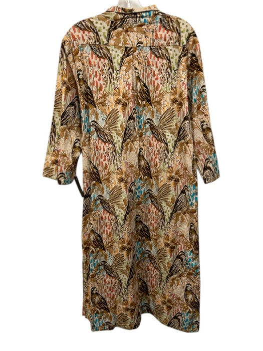 Holly Shae Design Size L/XL White, Brown & Multi Cotton Blend Bird Print Dress White, Brown & Multi / L/XL