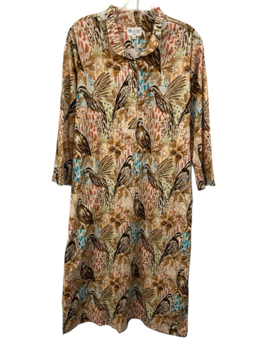 Holly Shae Design Size L/XL White, Brown & Multi Cotton Blend Bird Print Dress White, Brown & Multi / L/XL