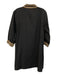 Navy Bleu Size L Black & Beige Cotton Embroidered 3/4 Sleeve V Neck Shift Dress Black & Beige / L