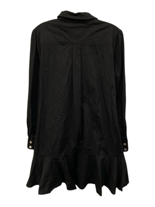 Tuckernuck Size L Black Cotton Blend Long Sleeve 1/2 Button Collared Dress Black / L