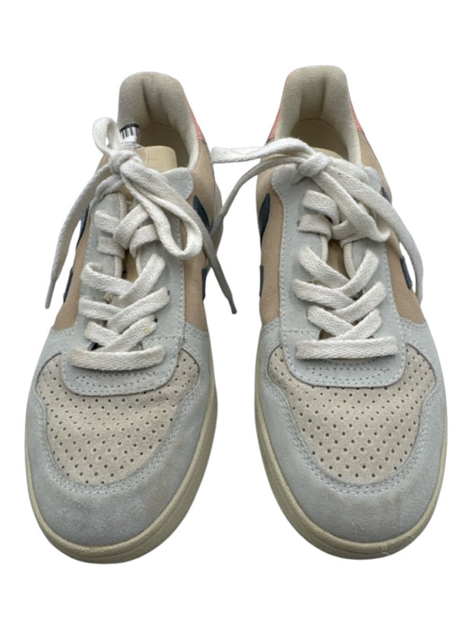 Veja Shoe Size 6 Beige, Blue & Pink Leather Upper Suede Perforated Sneakers Beige, Blue & Pink / 6