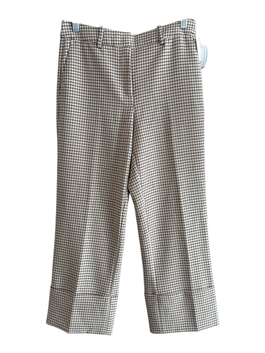 Zara Size XS Ivory & Black Polyester Blend High Rise Zip Fly Grid Pants Ivory & Black / XS