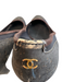 Chanel Shoe Size 37 Black Cork & Leather Mesh Cap Toe Logo Kitten Heel Shoes Black / 37