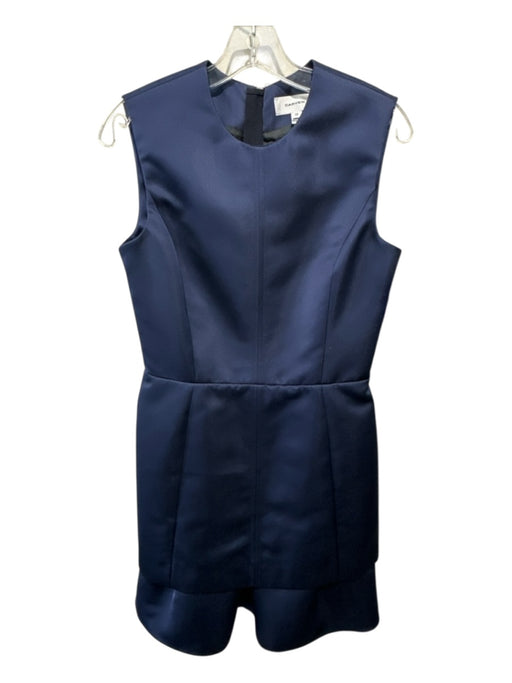 Carven Size 38 Navy Polyester Blend Tiered Sleeveless Back Zip Dress Navy / 38