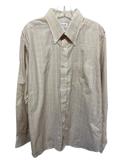 Hamilton Size XL Yellow & White Cotton Plaid Button Up oxford Long Sleeve Shirt Yellow & White / XL