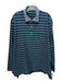 Sid Mashburn Size XXL Navy & Green Cotton Striped Polo Men's Long Sleeve Shirt Navy & Green / XXL