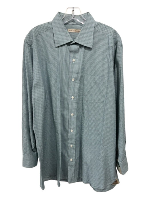 Miller Brothers Size Est XL Green & Blue Cotton Micro Men's Long Sleeve Shirt Green & Blue / Est XL