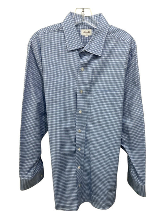 Hamilton Size Est XL Light Blue & White Cotton Plaid Button Up Long Sleeve Shirt Light Blue & White / Est XL