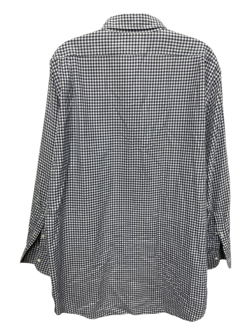 Sid Mashburn Size XL Blue & White Cotton Gingham Button Up Long Sleeve Shirt Blue & White / XL