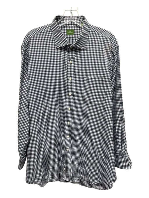 Sid Mashburn Size XL Blue & White Cotton Gingham Button Up Long Sleeve Shirt Blue & White / XL