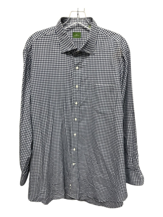 Sid Mashburn Size XL Blue & White Cotton Gingham Button Up Long Sleeve Shirt Blue & White / XL