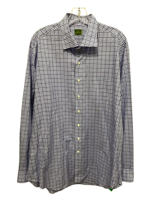 Sid Mashburn Size XL Blue & Purple Cotton Plaid Button Up Long Sleeve Shirt Blue & Purple / XL