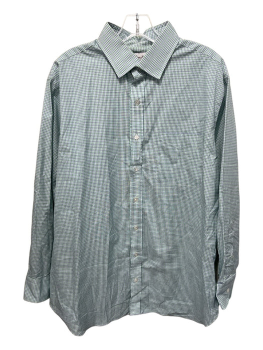Hamilton Size Est L Green & White Cotton Plaid Button Up Men's Long Sleeve Shirt Green & White / Est L