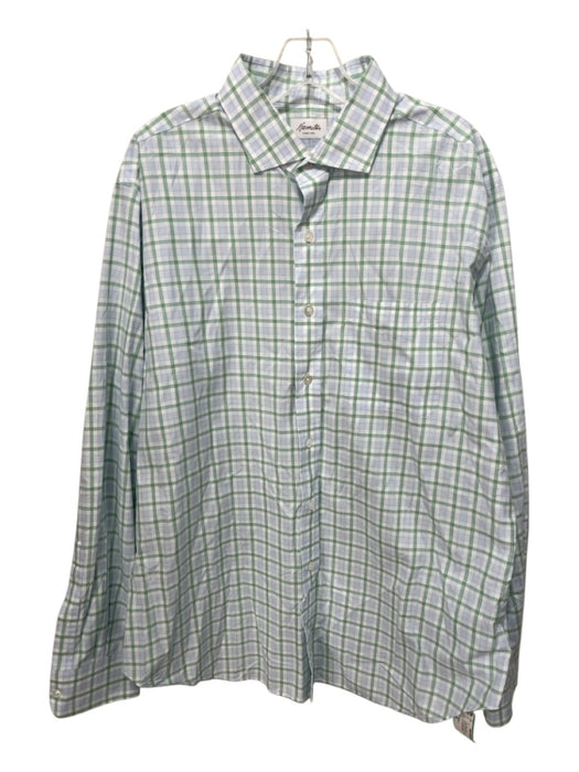 Hamilton Size XL Green & Light Blue Cotton Plaid Button Up Long Sleeve Shirt Green & Light Blue / XL