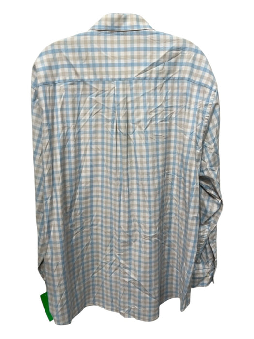 Peter Millar Size XL Beige & Light Blue Print Cotton Blend Long Sleeve Shirt Beige & Light Blue Print / XL