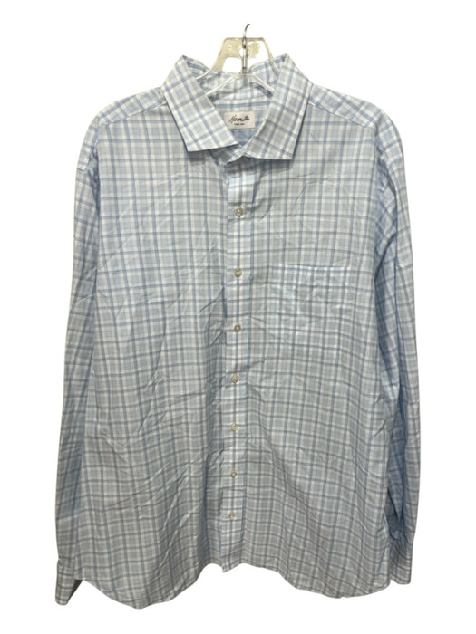 Hamilton Size XL Light Blue & White Cotton Plaid Button Up Long Sleeve Shirt Light Blue & White / XL