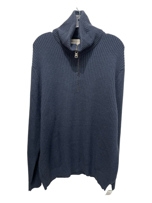 Johnstons of Elgin Size XL Blue Cashmere Ribbed Zip UP Men's Sweater Blue / XL