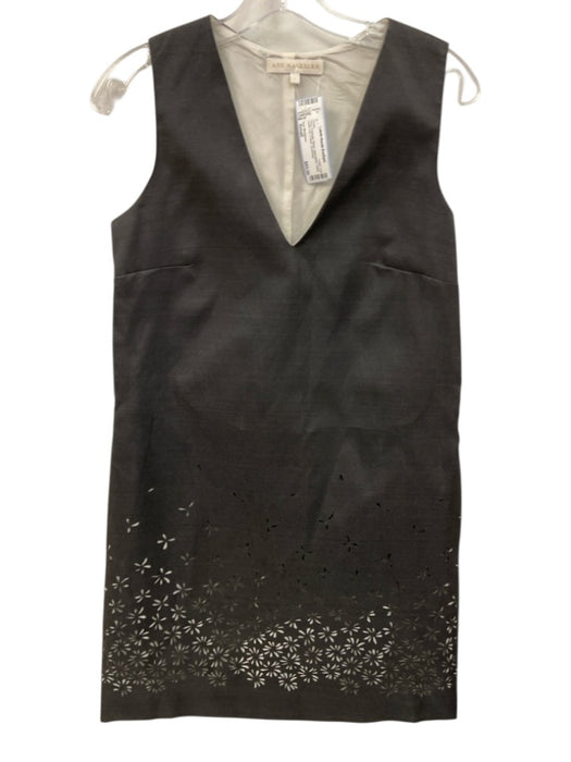 Ann Mashburn Size Small Gray Polyester Blend Sleeveless Floral Lazer Cut Dress Gray / Small