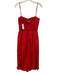 Ganni Size 38 Red Cotton Spaghetti Strap Ruffles Gathered Midi Dress Red / 38