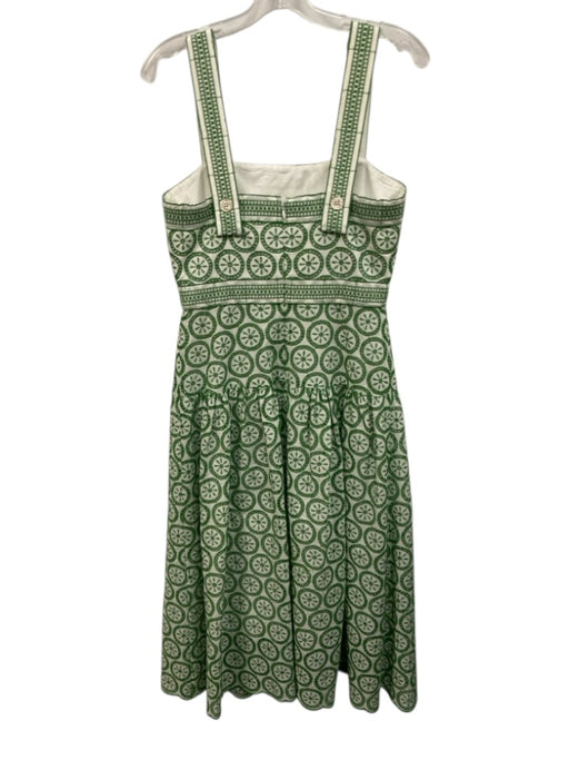 Shoshanna Size 6 Green & White Polyester Blend Sleeveless Tiered Midi Dress Green & White / 6