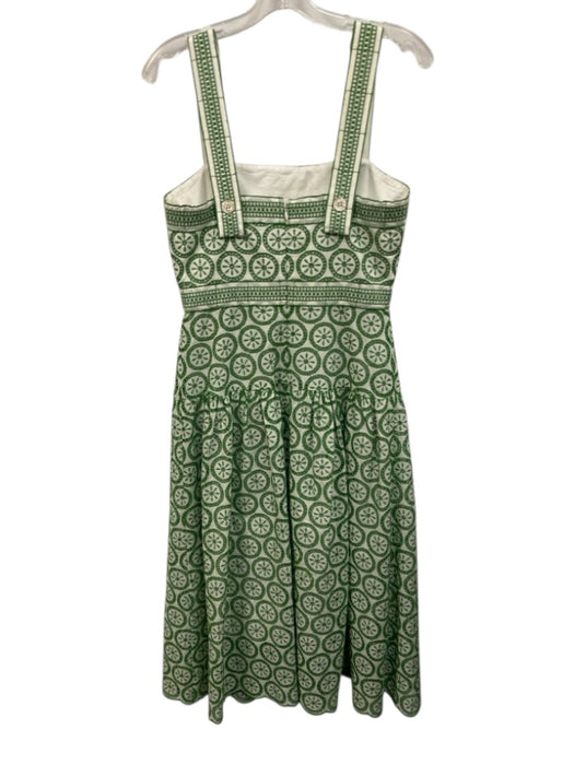Shoshanna Size 6 Green & White Polyester Blend Sleeveless Tiered Midi Dress Green & White / 6